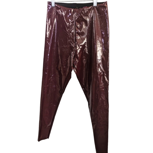 Control Top Faux Burgundy Patent Leather Leggings... Size Large fits (12-14) - Picture 3 of 7